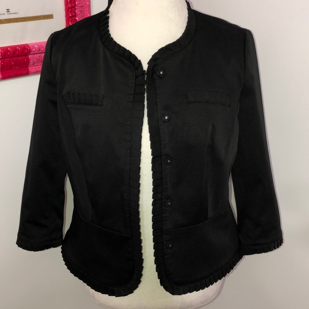 Jones New York stretch black 3/4 sleeve blazer 10P